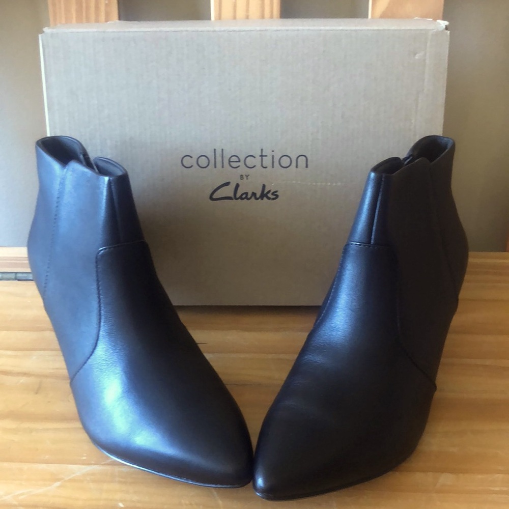 Black leather short boots